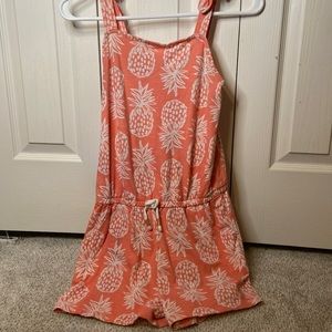 Girl salmon pineapple romper